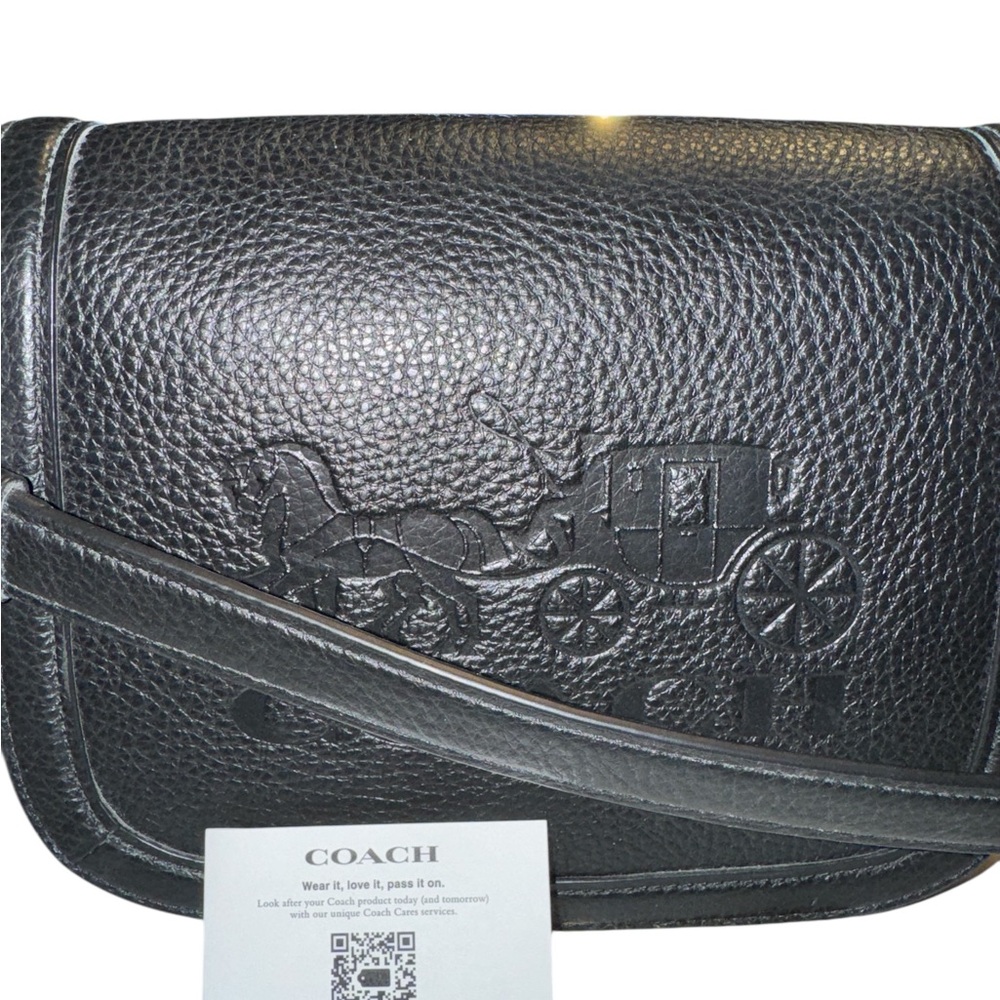 COACH Shoulder Bag Leather BLK 4058 USED ONE TIME EXC CONDITION Saddle Crossbody - Picture 7 of 7